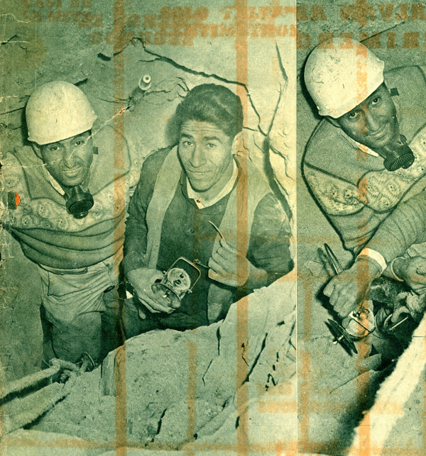 Mineros rescatados de la mina Flor de Té. Revista Flash Nacional. Febrero de 1964. Donada por José Miguel Calderón López