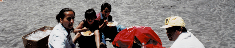 Almorzando en familia en la playa