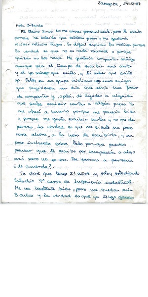 Carta de solidaridad con un preso político