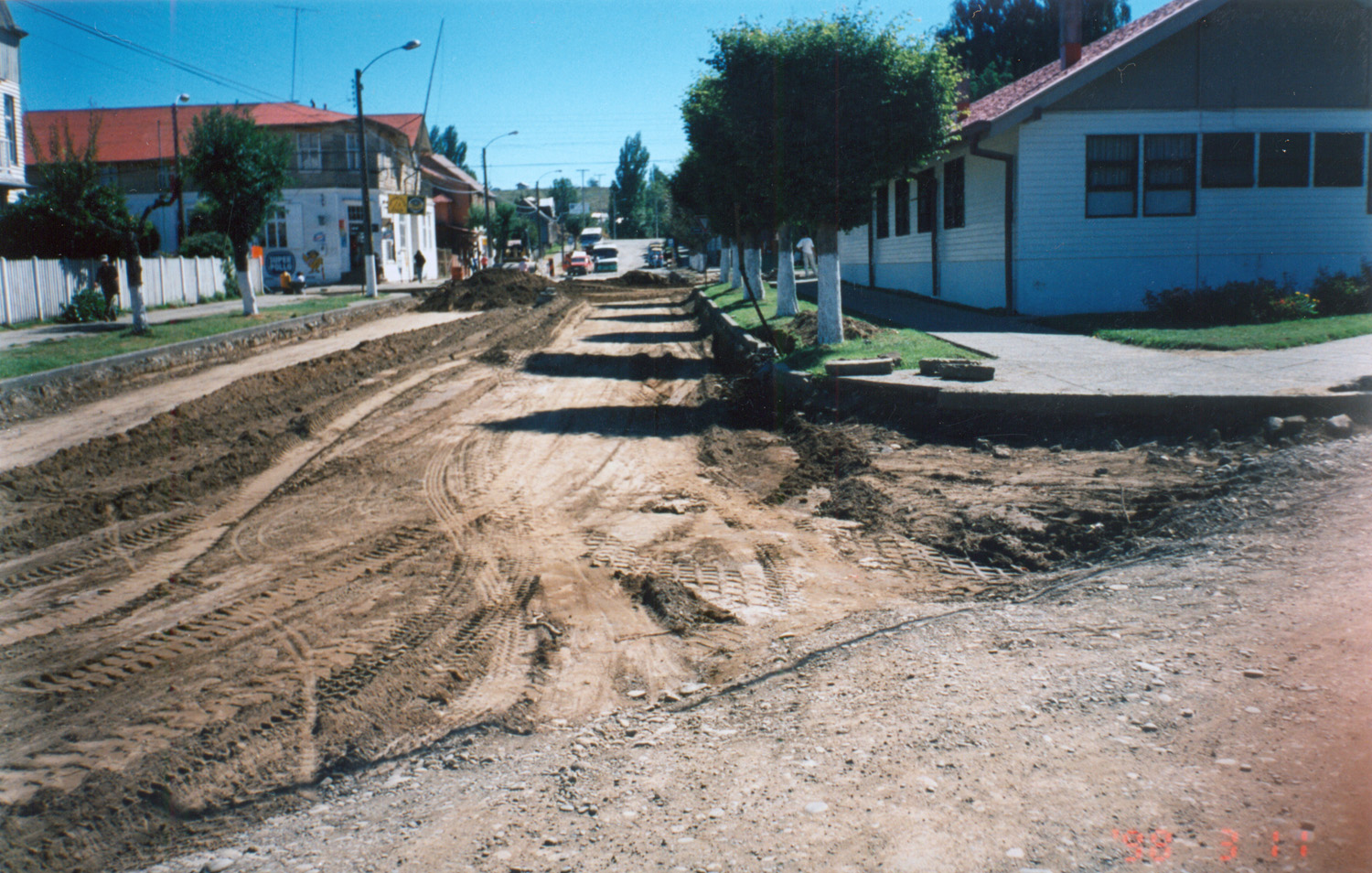 Centro de Puerto Octay sin pavimentación