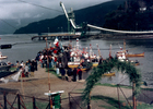 Inicio de la procesión de San Pedro en el muelle de pescadores Inicio de la procesión de San Pedro en el muelle de pescadores
