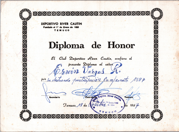 Diploma de honor River Cautín Diploma de honor River Cautín