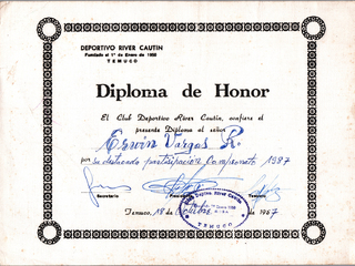 Diploma de honor River Cautín Diploma de honor River Cautín