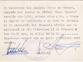 Invitación copa Temuco Invitación copa Temuco