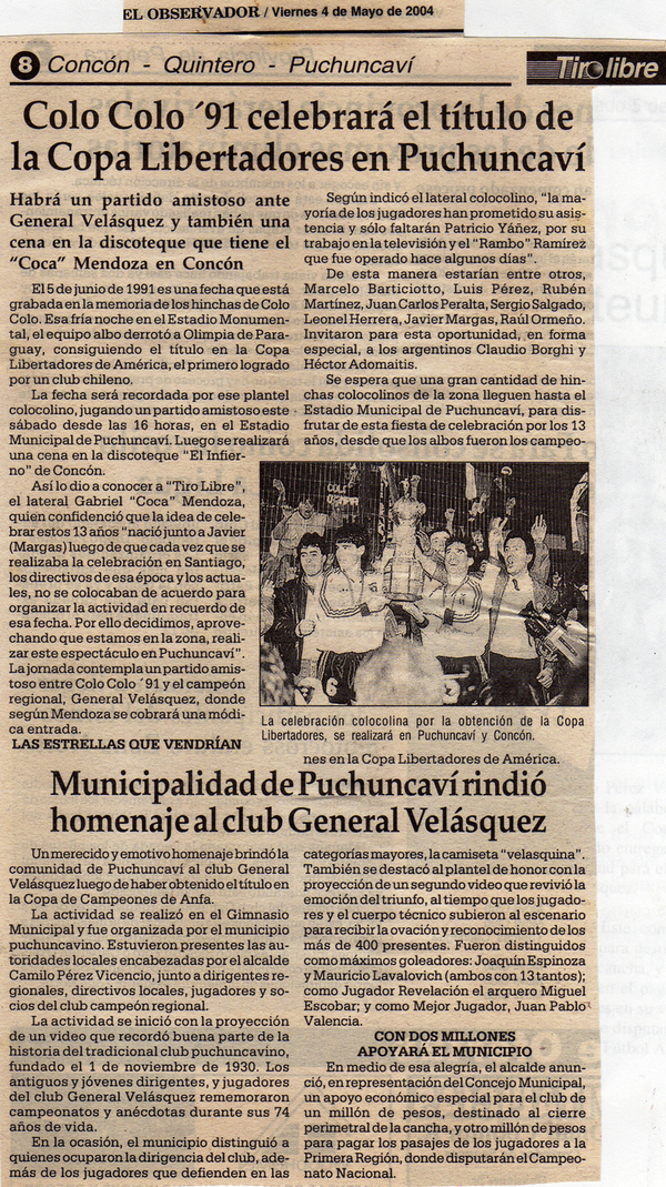 Homenaje al club deportivo General Velásquez Homenaje al club deportivo General Velásquez