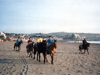 Primos paseando a caballo por la Playa de Cartagena Primos paseando a caballo por la Playa de Cartagena