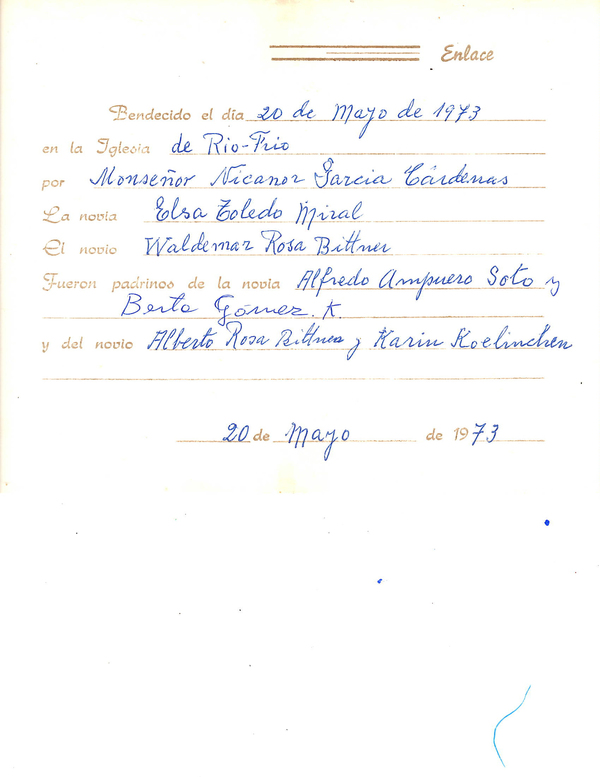 Partida de matrimonio Rosa Toledo