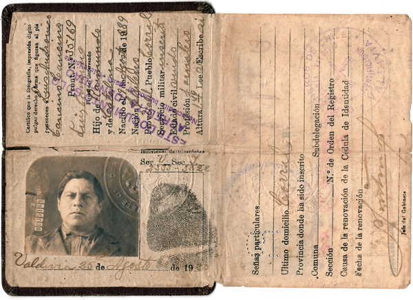 Cédula identidad de Luis Cancino Cancino