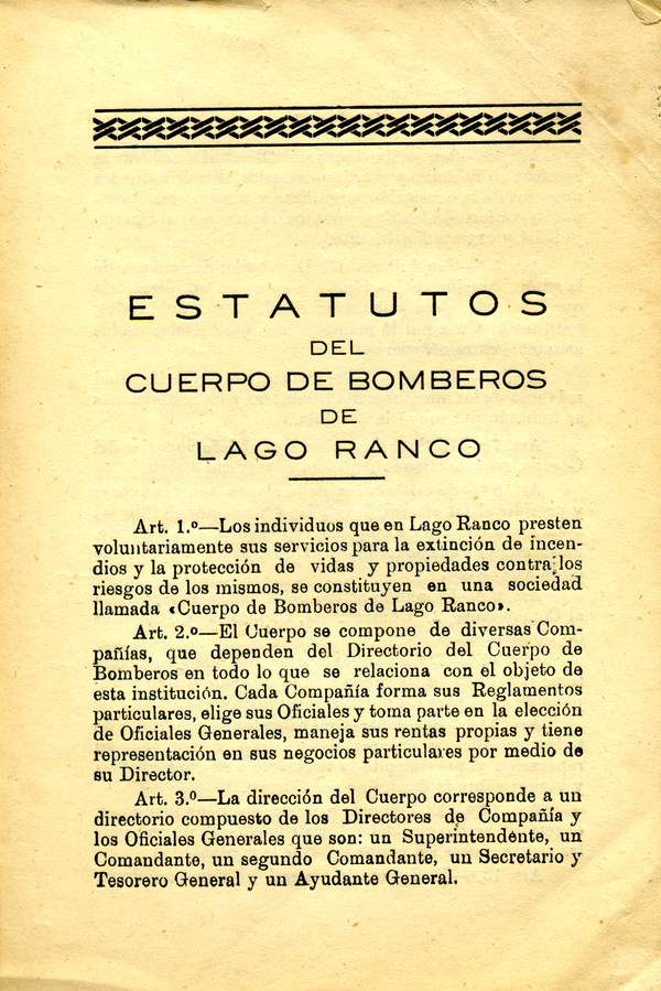 Estatutos del Cuerpo de Bomberos