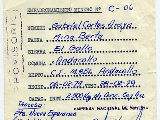 Empadronamiento minero Empadronamiento minero