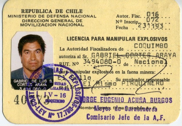 Licencia para manipular explosivos Licencia para manipular explosivos