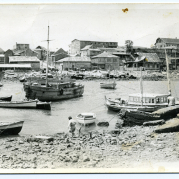 Destrucción de la dársena por el terremoto de 1960