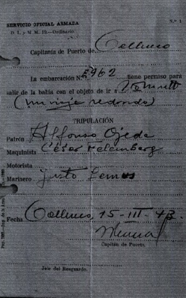 Autorización para salida de embarcación Autorización para salida de embarcación