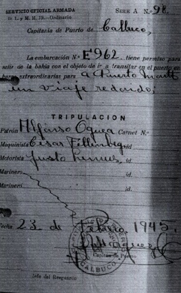 Autorización para salida de embarcación Autorización para salida de embarcación