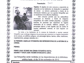 Convocatoria al concurso "Andacollo, como tú no hay otro igual". Noviembre de 2012.