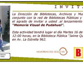 Invitación a la exposición "Memoria visual de Pudahuel". 16 de junio de 2009.