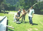 Preparación de un asado de cordero al palo