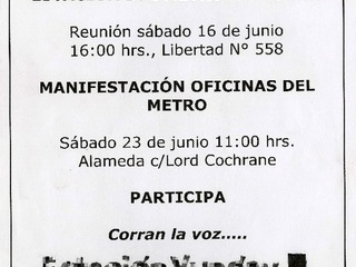 Invitación a una manifestación en el barrio Yungay Invitación a una manifestación en el barrio Yungay