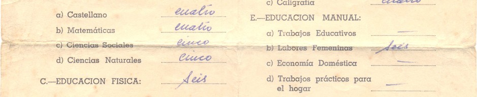 Certificado de estudios de Gloria Arias Castro