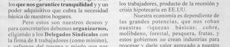 Boletín de un sindicato de trabajadores