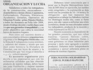 Boletín de un sindicato de trabajadores