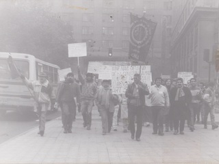 Marcha de trabajadores hacia el Palacio de La Moneda