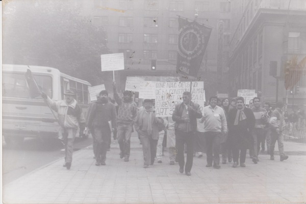 Marcha de trabajadores hacia el Palacio de La Moneda