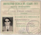 Credencial de estudiante de Cine y Televisión