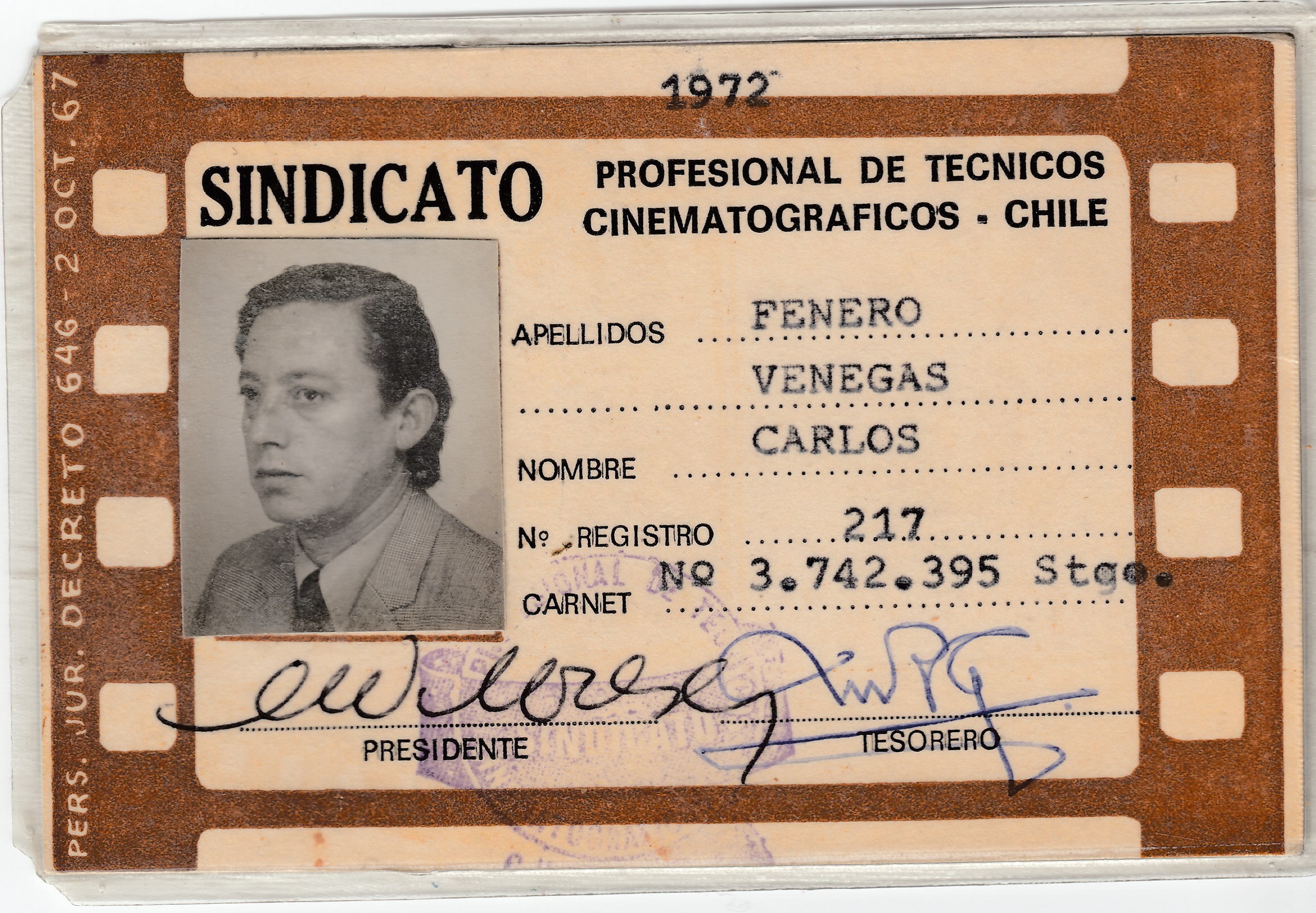 Credencial del Sindicato Profesional de Técnicos Cinematográficos