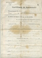 Certificado de nacimiento de Zunilda Bernal