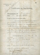 Certificado de nacimiento de Matías Osorio Valencia