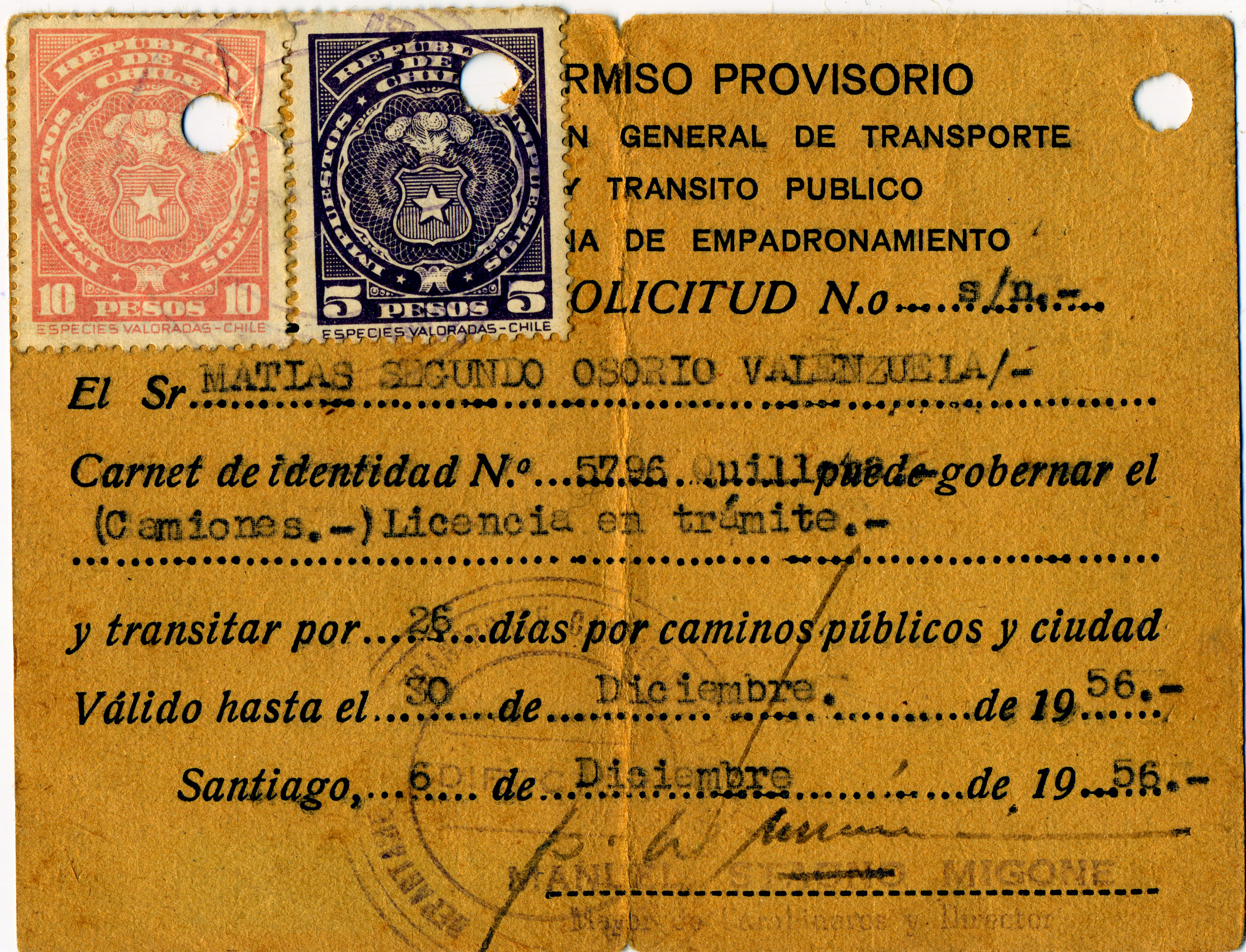 Permiso de conducir provisorio Permiso de conducir provisorio