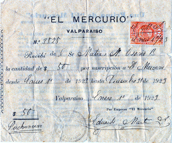 Suscripción al diario El Mercurio de Valparaíso