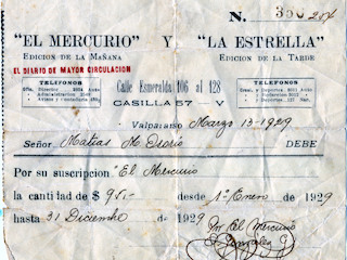 Suscripción a los diarios El Mercurio y La Estrella de Valparaíso