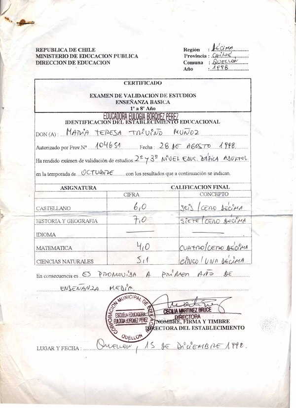 Certificado de estudios Certificado de estudios