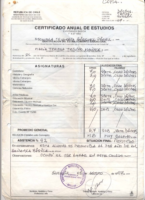 Certificado de notas Certificado de notas