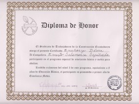 Diploma de capacitación del programa Chile Califica