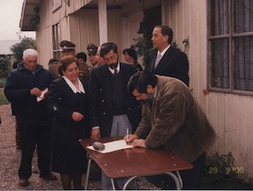 Primera piedra del edificio de la escuela de Pargua