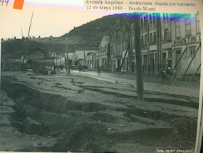 Avenida Angelmó luego del terremoto de 1960