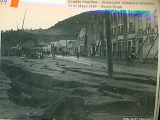 Avenida Angelmó luego del terremoto de 1960