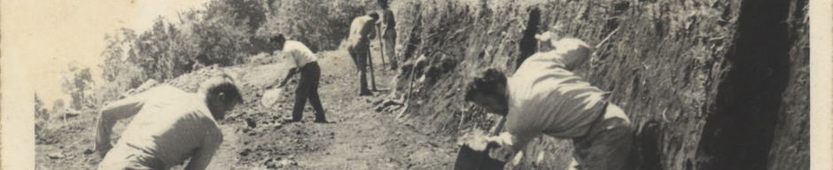 Obreros trabajan en el camino a Riñinahue