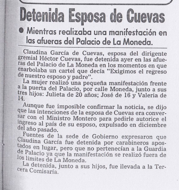 Detención de Claudina García Detención de Claudina García