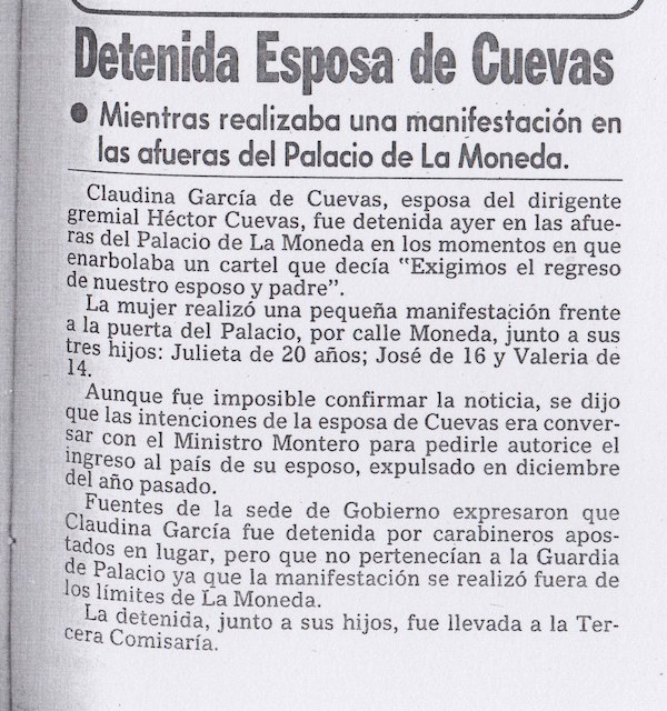 Detención de Claudina García