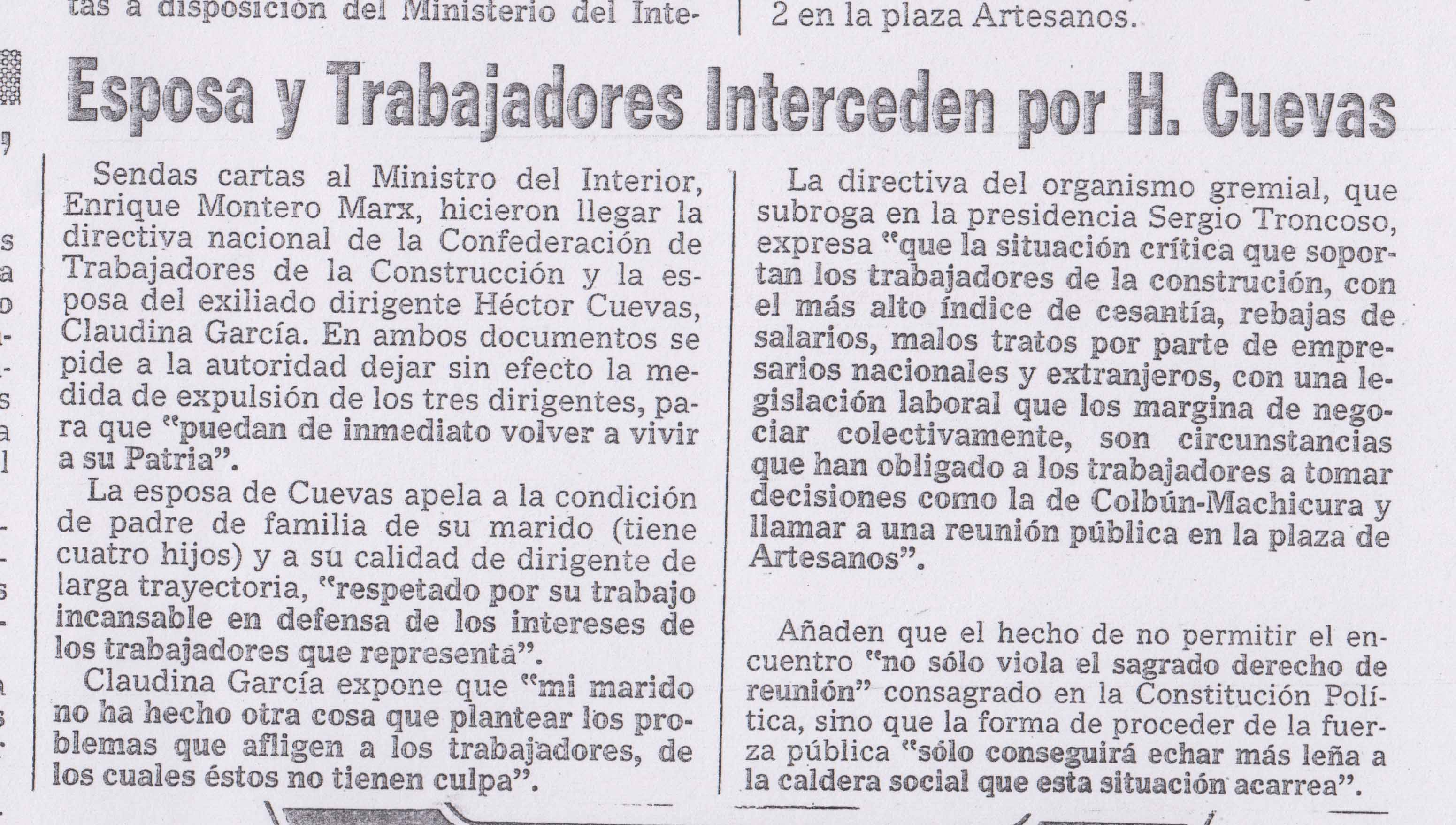 La esposa de Héctor Cuevas reclamaría en los tribunales La esposa de Héctor Cuevas reclamaría en los tribunales