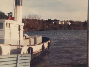 Barcaza en el muelle de Lago Ranco