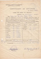 Certificado de estudios de estudiante del Liceo de Niñas de Valdivia Certificado de estudios de estudiante del Liceo de Niñas de Valdivia