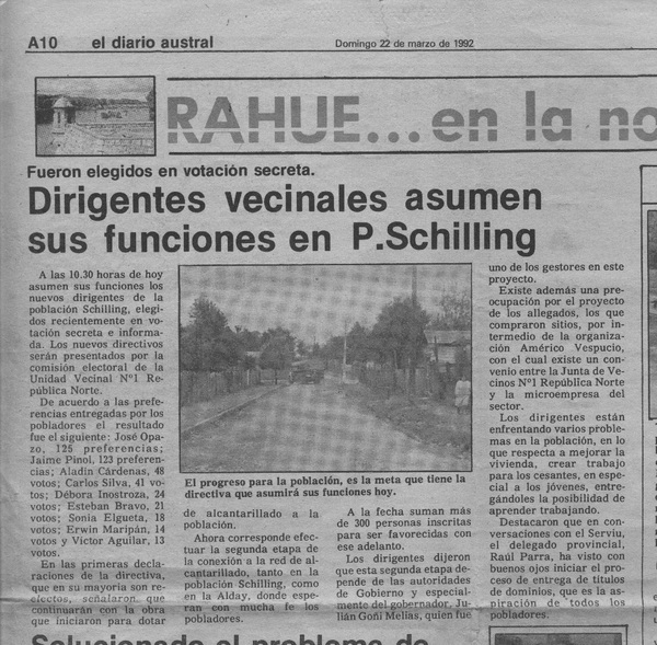 Población Schilling en el Diario Austral Población Schilling en el Diario Austral