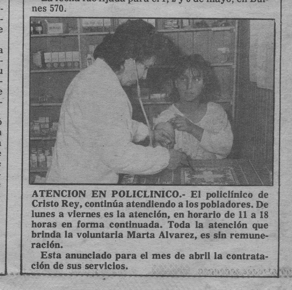 Trabajo en el policlínico Trabajo en el policlínico