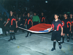 Desfile de jugadores de fútbol