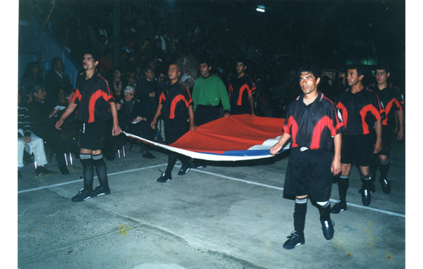 Desfile de jugadores de fútbol